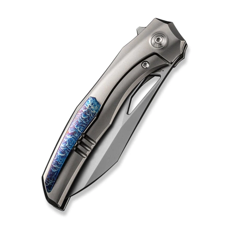 We Knife Ignio Polished Bead Blasted Titanium, Silver Bead Blasted CPM 20CV by Toni Tietzel (WE22042B-4)