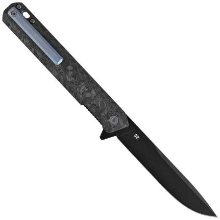 Nóż składany Tekto F2 Bravo Black Forged Carbon Fiber, Blue HW/Clip, Black D2