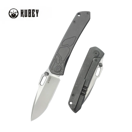 Kubey Blackout Knife Grey Titanium, Brushed/Sandblasted M390 by Dmitry Osarenko (KB259B)