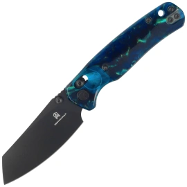 Bestechman Cicada's Wing Knife Clear Blue Resin, Black PVD 10Cr15MoV (BMK06R)