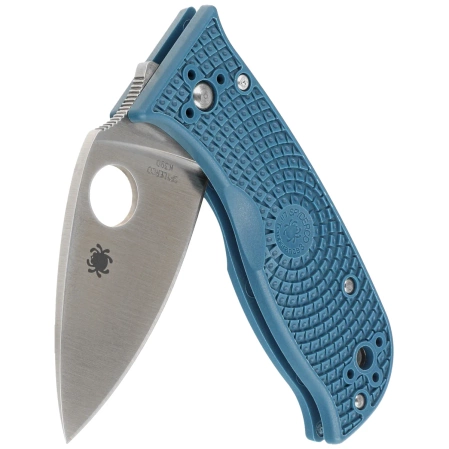 Spyderco Lil' Temperance 3 Lightweight Blue FRN, Satin Plain K390 by Sal Glesser Knife (C69PBL3K390)