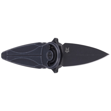 FOX Saturn Left Handed Knife, Black Aluminium, Black Stone washed N690Co by Denis Simonutti (FX-551 SX ALB)