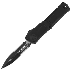 Microtech Combat Troodon D/E Gen III OTF Knife Tactical Black Aluminum, Black P/S M390MK by Tony Marfione (1142-2T)