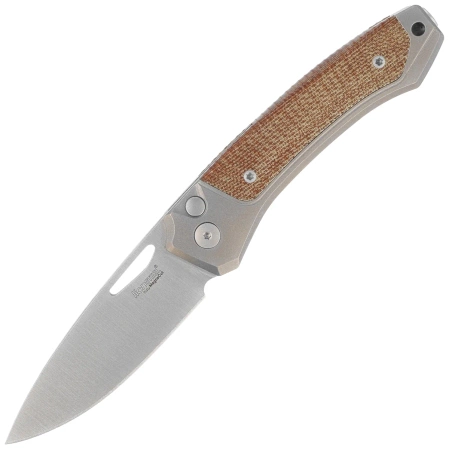 Nóż składany LionSteel Twain Gray Titanium / Natural Canvas Micarta, Satin MagnaCut by Gianni Pauletta (TW GY CVN)