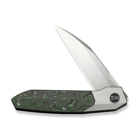 WeKnife Brr15 Gray Titanium/Jungle Wear Fat Carbon, Hand Rubbed Satin M390 by Rafal Brzeski (WE24007-4)