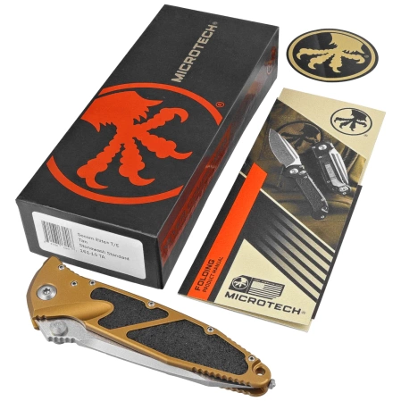 Microtech Socom Elite T/E-M Knife Tan Aluminium, Stonewashed M390MK by Tony Marfione (161-10TA)