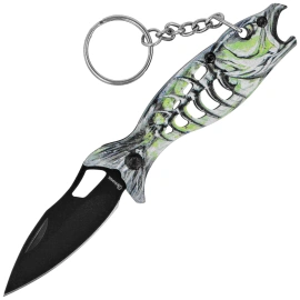 Martinez Albainox Fishing 3 Knife Key-ring Green Aluminum, Black 3Cr13Mov (25145 GR)