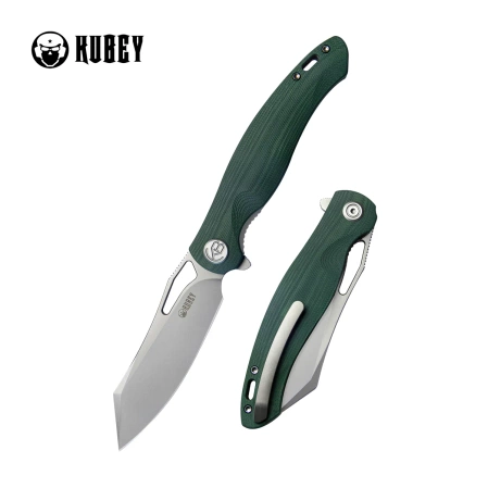 Kubey Drake Knife Green G10, Beadblasted AUS-10 by Maksim Tkachuk (KU239K)