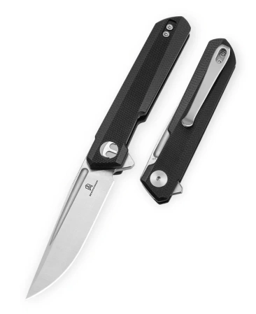 Nóż składany Bestechman Mini Dundee Double Detent Black G10, Satin/Stonewashed D2 by Ostap Hel (BMK08A)
