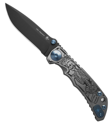 Spartan Blades Harsey Folder ''Memento Mori'' Titanium, Black MagnaCut by William W. Harsey (SF5 Custom Memento Mori)