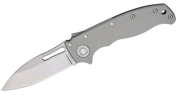 Demko AD20.5 Slicer Shark Knife Smooth Titanium, Stonewashed CPM 3V by Andrew Demko (AD20.5-3V-Smooth TI-SS)