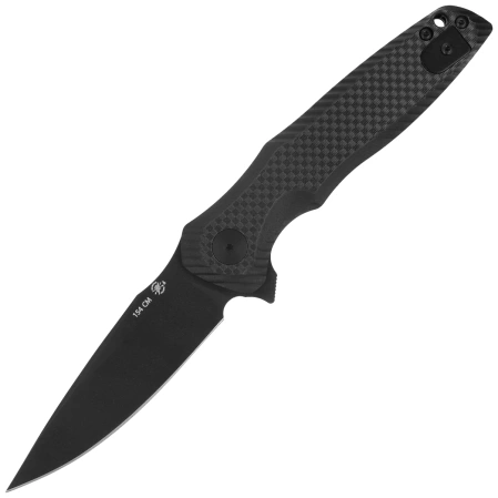 Spartan Blades Poros Black G10/Carbon Fiber, Black TiNi 154CM by Curtis Iovito (SFBL11CF)