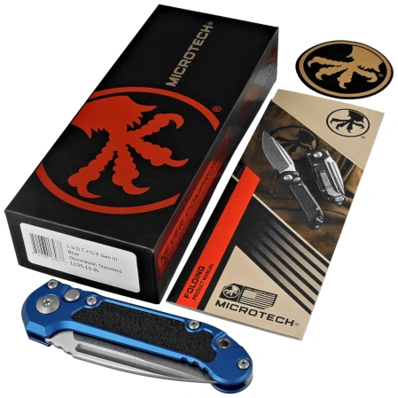 Nóż automatyczny Microtech LUDT Gen III S/E Blue Aluminium, Stonewashed M390MK by Tony Marfione (1135-10BL)