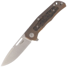 Nóż składany LionSteel Q4ttro Bronze Titanium/Fat Carbon, Satin MagnaCut by Molletta (Q4 BR)