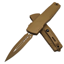 Microtech Luminary ZBP D/E Signature OTF Knife Cerakote RAL-8000 Aluminum, Cerakote RAL-8000 M390MK by Tony Marfione (1270-1CRAS)