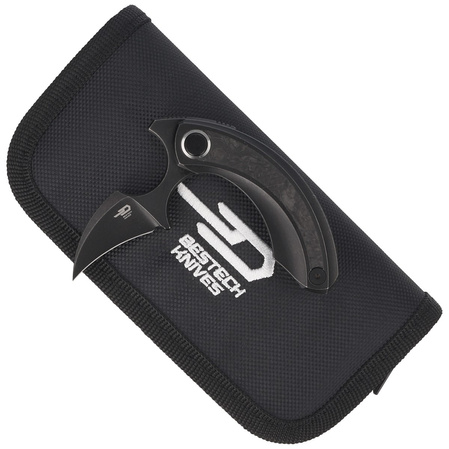 Bestech Strelit Black Titanium/Marbled Carbon Fiber, Black Stonewashed M390 by Ostap Hel Knife (BT2103L)