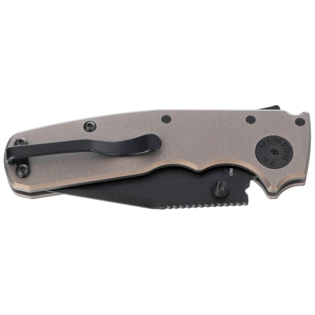 Demko Shark Cub Stealth Clip Point Knife Artillery Gray Aluminum, DLC CPM 20CV by Andrew Demko (SC-20CV-ALUM-DLC-AG-CP)