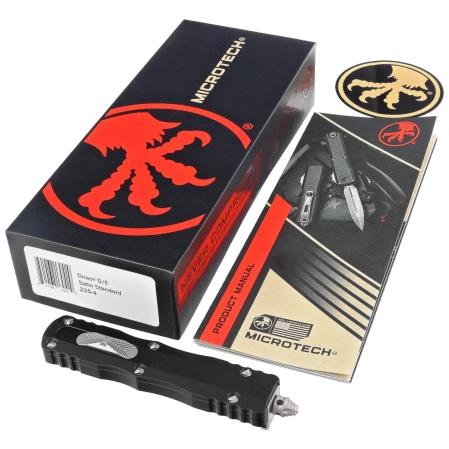 Nóż automatyczny OTF Microtech Dirac D/E Black Aluminium, Satin M390 by Tony Marfione (225-4)