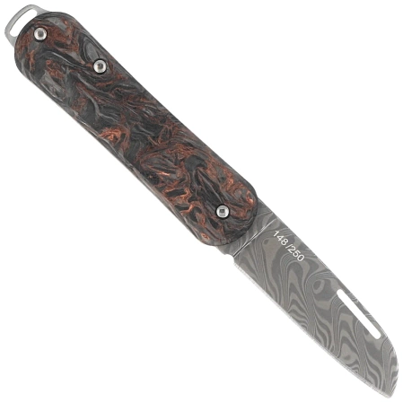 Fox Vulpis 108 LE No 148/250 Dark Matter Fat Carbon, Super Clean Damascus by Balbach Damast Pocket Knife (FX-VPDAM108 DMCO)