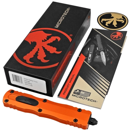Microtech Dirac Delta D/E OTF Knife Orange Aluminum, Black by Tony Marfione (227-1OR)