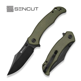 Sencut Tauron Knife Olive Canvas Micarta, Black D2 (S25060-3)