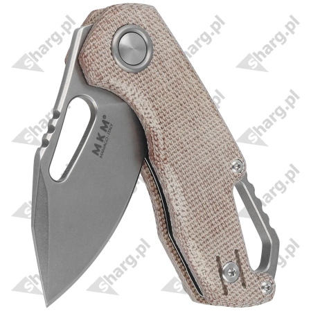 MKM Isonzo Clip Point Knife Natural Canvas Micarta, Stonewashed M390 by Jesper Voxnæs (MK FX03M-3NC)