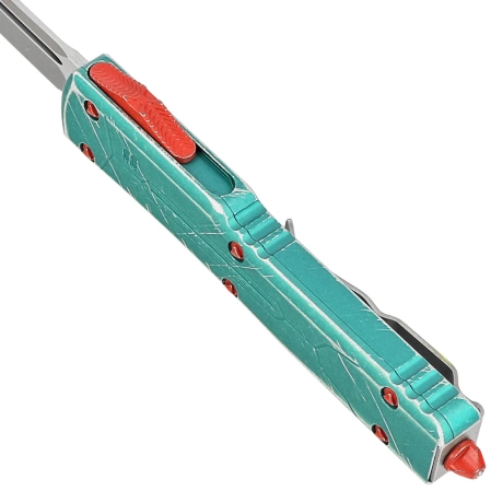 Microtech UTX-70 T/E Bounty Hunter Signature OTF Knife Distressed Green Aluminum, Apocalyptic M390 (149-10BH)