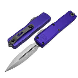 Microtech UTX-85 Gen IV D/E OTF Knife Purple Aluminum, Stonewashed M390MK by Tony Marfione (12324-10PU)