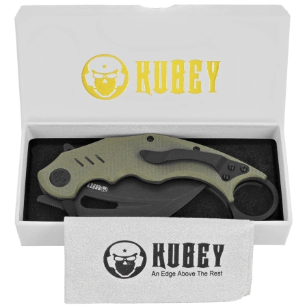 Nóż składany Kubey Wrath Green G10, Blackwashed 14C26N by MUZI Design (KU261F)