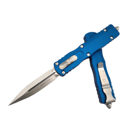 Microtech Dirac D/E OTF Knife Blue Aluminum, Stonewashed M390 by Tony Marfione (225-10BL)