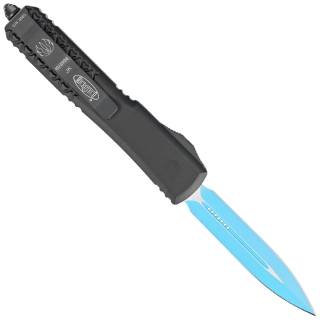 Microtech Ultratech D/E Jedi Knight Signature OTF Knife Tri-Grip Black Aluminum, Blue M390 by Tony Marfione (122-1JK)