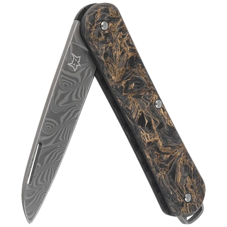 Scyzoryk Fox Vulpis 130 LE No 128/250 Dark Matter Fat Carbon, Super Clean Damascus by Balbach Damast (FX-VPDAM130 DMGO)