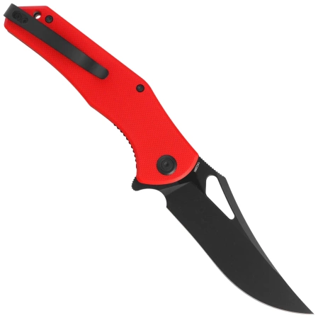 Kubey Knife Phemius Red G10, Black Stonewashed 14C28N (KU149F)