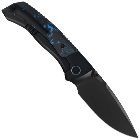 Remette RT-Steed Knife Black Titanium/Black-Blue Carbon Fiber, Black DLC M390 (RTWS-BL)