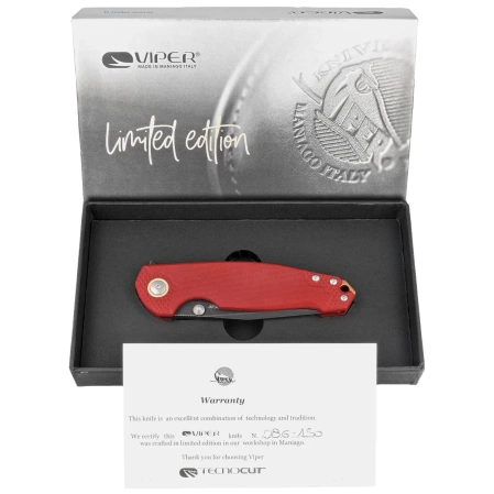 Viper Katla LE No 086/150 Red G10, Dark Stonewashed M390 by Jesper Voxnæs/Jens Ansø Knife (V5984GR3D)