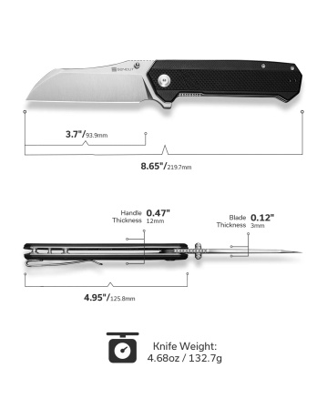 Sencut Draxor Black G10 Knife, Satin 9Cr18MoV (S24035-1)