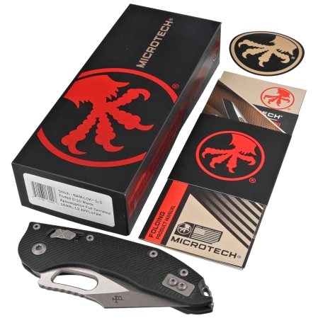 Microtech Stitch Ram-Lok S/E Knife Black Fluted G10, Apocalyptic F/S M390MK by Borka Blades and Tony Marfione (169RL-12APFLGTBK)