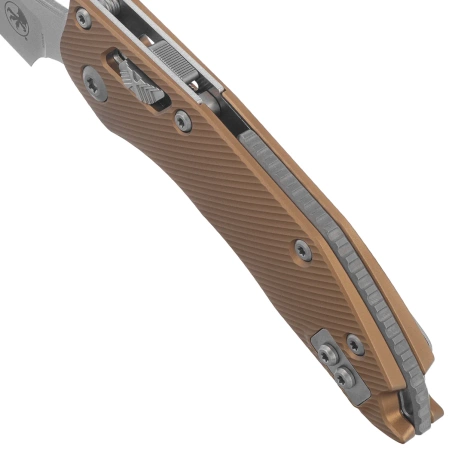 Nóż składany Microtech Stitch Ram-Lok S/E Fluted Tan Aluminium, Stonewashed M390MK by Borka Blades and Tony Marfione (169RL-10FLTA)