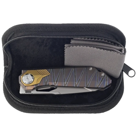 Remette RT-Peregrine Falcon Knife Gray/Brown/Thunder Lightning Titanium, Hand Fine Grinding Pearlescent M390 (RTT1-CX)