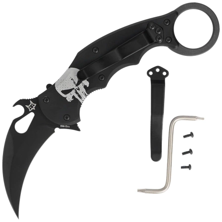 FOX The Skull Karambit Knife Black Aluminium, Black N690Co (FX-599 ALB-4)