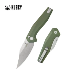 Nóż składany Kubey Hades Green G10, Stonewashed 14C28N by Damned Designs (KU394B)