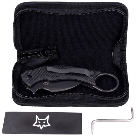 FOX Karambit Black Bird Black Carbon Fiber / Gray Titanium, Black ELMAX by Bastinelli (FX-591 TIC B)