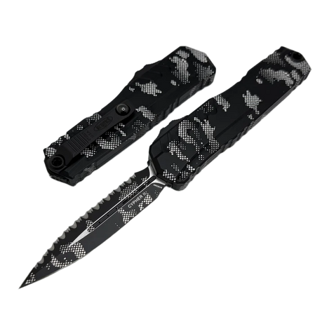 Nóż automatyczny OTF Microtech Cypher II D/E Pixel Camo Aluminium, Pixel Camo F/S M390MK by Deryk Munroe and Tony Marfione (1242-3PXC)