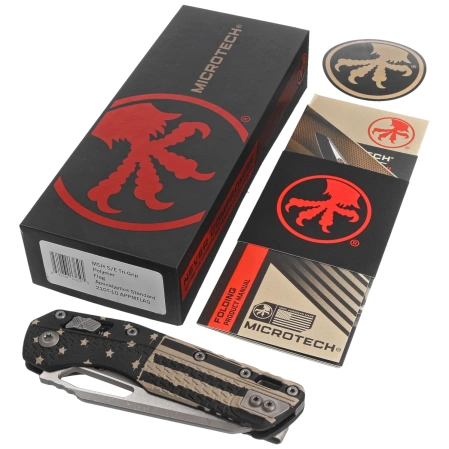 Nóż składany Microtech MSI S/E Ram-Lok Black Flag Tri-Grip Polymer, Apocalyptic M390MK by Tony Marfione (210T-10APPMFLAG)