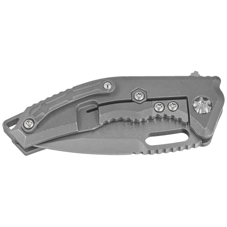 Heretic Medusa Manual T/E Battleworn Gray Titanium, Battleworn MagnaCut Knife by Tony Marfione Jr. (H009-5A-TIBATTLE)