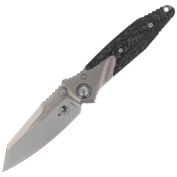 Microtech Socom Bravo Mini Warcom Knife Titanium/Carbon Fiber, Blue HW, Hand Rubbed Satin M390 by Tony Marfione (263M-4CFTI)