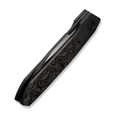 WeKnife Brr15 Black Titanium/Copper Foil Carbon Fiber, Black Stonewashed/Satin M390 by Rafal Brzeski (WE24007-1)