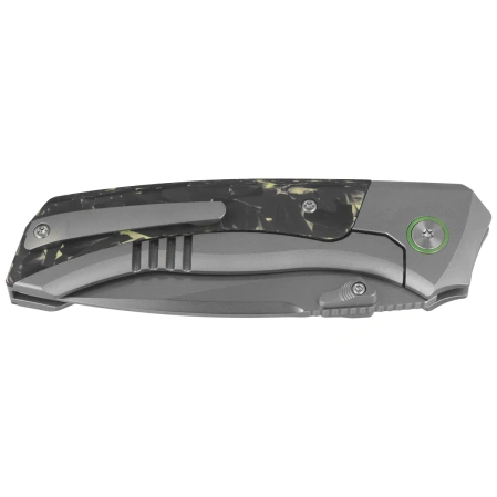 Remette RT-Steed Knife Gray Titanium/Black-Green Carbon Fiber, Pearlescent M390 (RTWS-TY)