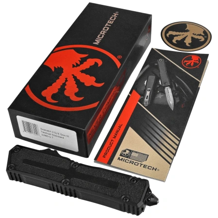 Microtech Scarab II Gen III D/E OTF Knife Black Aluminum, Tactical M390MK by Tony Marfione (1280-1T)