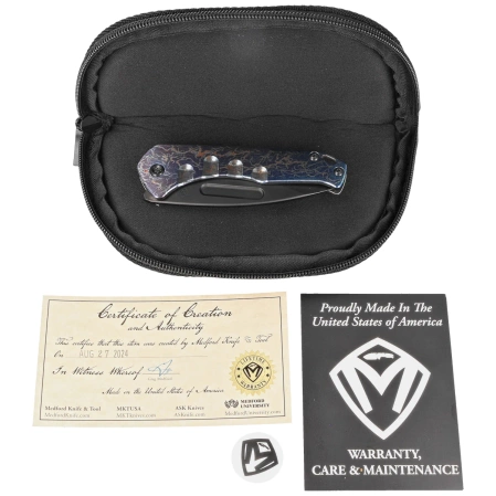 Medford Praetorian Slim D/P Flamed Titanium, DLC HW, Blue Clip, Black DLC S45VN by Greg Medford (MK2084TD-03TM-TPCP-Q4)